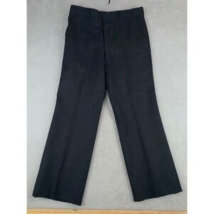 STEVEN WINDSOR Mens 32X26 Dark Gray Flat Front 100% Wool Dress Pants Made in USA